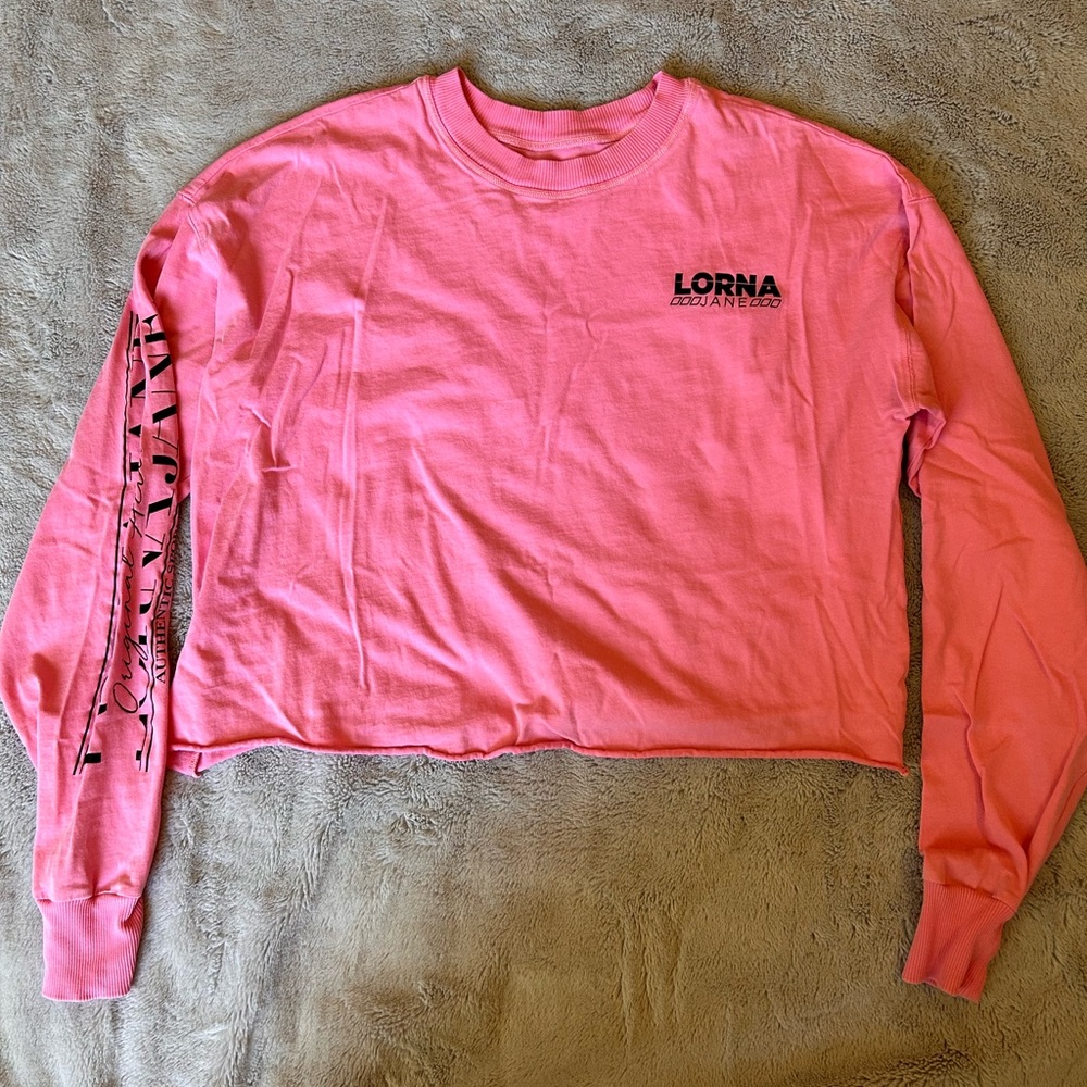 GUC LORNA JANE PINK LONG SLEEVE CROP TOP XS